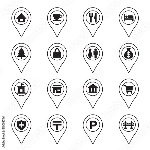 Map location markers icon set
