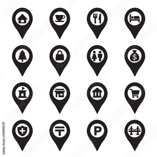 Map location markers icon set