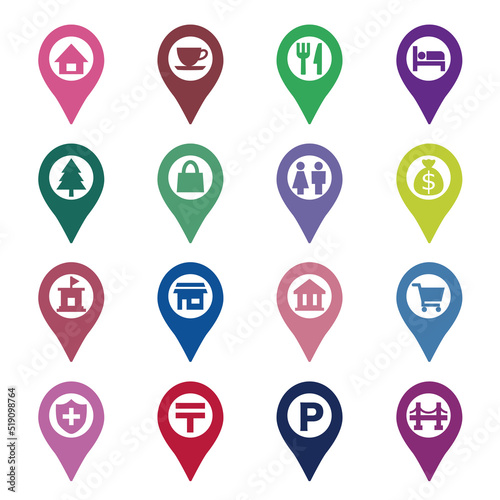 Map location markers icon set