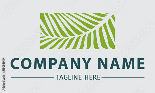 Green Color Tropical Leaf Plant Nature Eco Logo Design