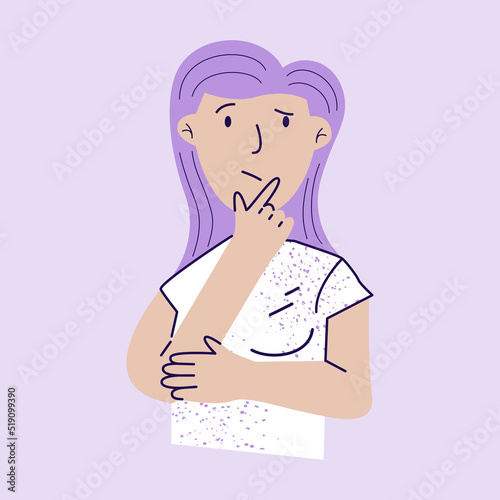 Girl thinking or making difficult expression.