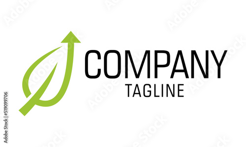 Green Color Abstract Leaf Nature Eco Arrow Up Logo Design