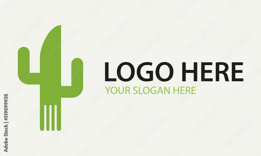 Green Color Simple Cactus Plant Leaf Logo Design Green Color Simple Cactus Plant Leaf Logo Design