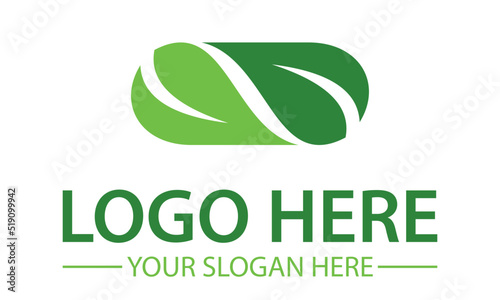 Green Color Simple Abstract Pill Leaf Logo Design