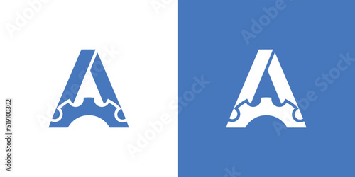 Unique and modern initial letter A mechanical logo design