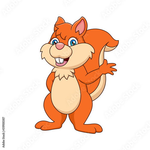 Cute cartoon squirrel posing. Vector illustration. Cute animal cartoon