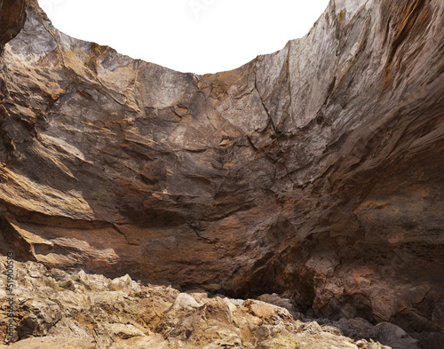 Fotografie, Obraz Rocky cliffs with a white background