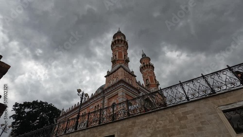 Mosque or the Mukhtarov Mosque, a historic mosque on the left bank of the Terek River in Vladikavkaz, Russia photo