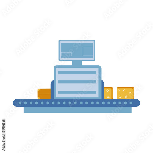 Luggage scanner in airport semi flat color vector object. Security system. Full sized item on white. Technology simple cartoon style illustration for web graphic design and animation