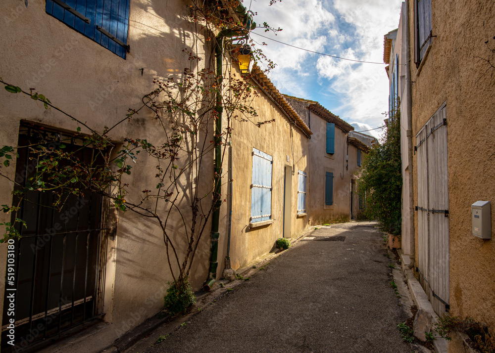 Old street of the village of Gruissan, Southern France