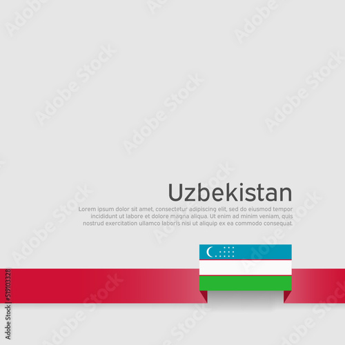 Uzbekistan flag background. State patriotic uzbek banner, cover. Ribbon color flag of uzbekistan on a white background. National poster. Business booklet. Vector design