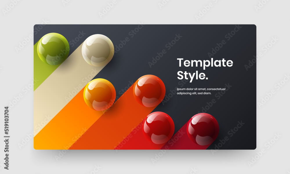 Modern realistic spheres landing page layout. Trendy annual report vector design illustration.