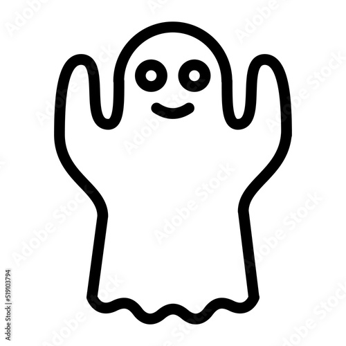 Halloween ghost outline icon. Editable stroke. 64x64 Pixel Perfect. Vector graphics