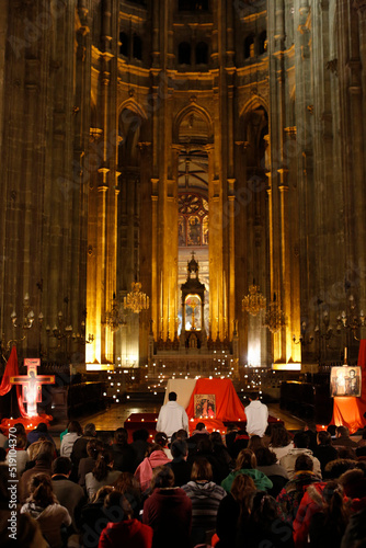 Photography Christian prayer vigil organised by the Taize community at Saint-Eustache church