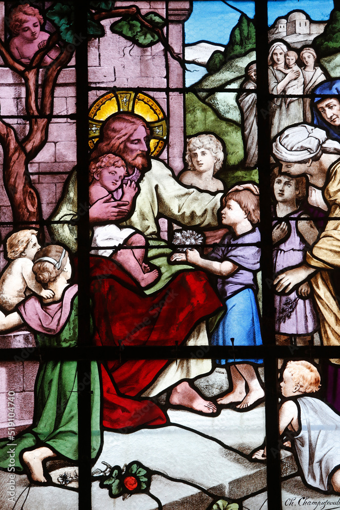 Stained glass in Notre Dame des Vallons church Stained glass in Notre Dame des Vallons church