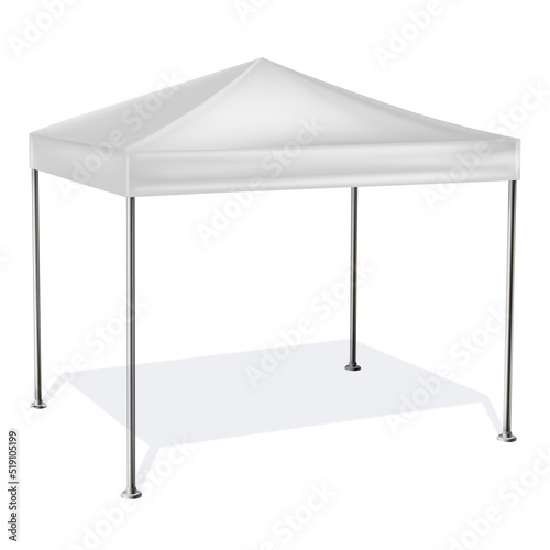 Outdoor canopy on metallic sticks with shadow realistic vector illustration