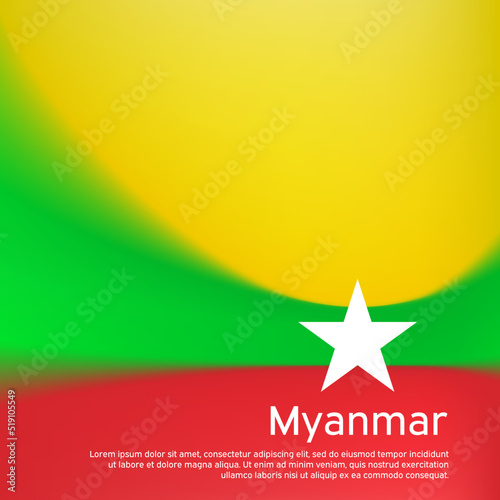 Myanmar flag background. Blurred pattern in the colors of the myanmar flag, business booklet. National banner, poster. State patriotic cover, flyer. Vector, template design