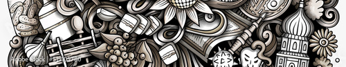Ukraine doodle banner. Cartoon vector flyer.