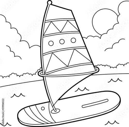 Windsurfer Vehicle Coloring Page for Kids