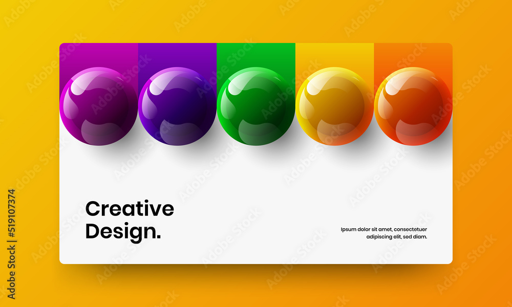Isolated 3D balls postcard illustration. Unique cover vector design layout.