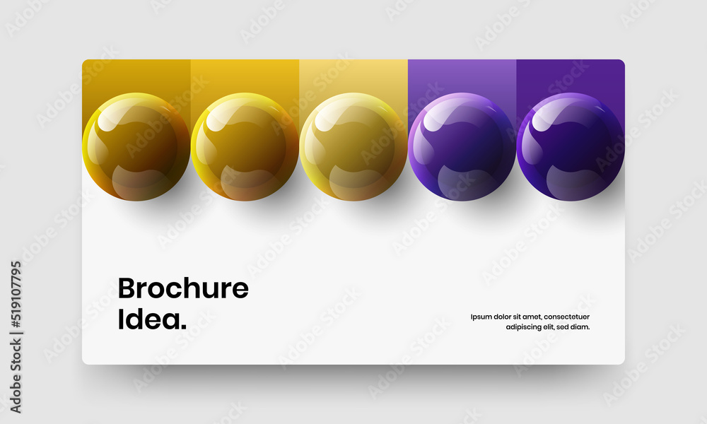 Original 3D spheres catalog cover illustration. Colorful corporate identity design vector concept.