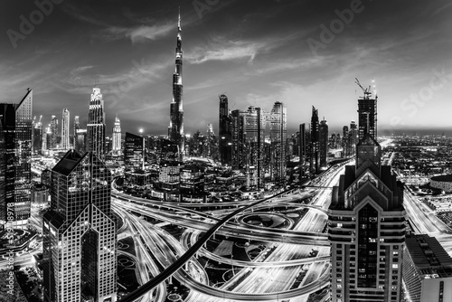 Photography Burj Khalifa in Dubai downtown skyscrapers highrise architecture at night