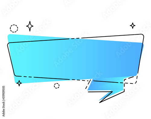 blue square speech bubble and flat shape.