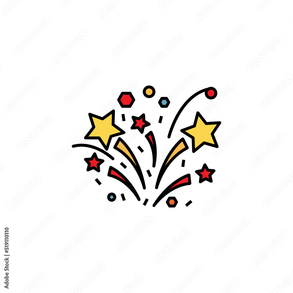 fireworks, party line icon. Elements of wedding illustration icons. Signs, symbols can be used for web, logo, mobile app, UI, UX