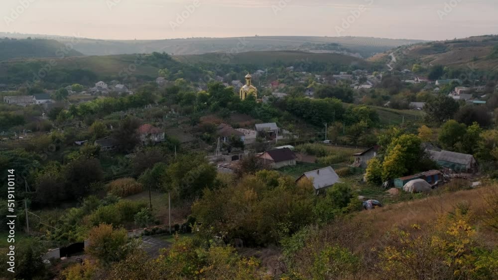 View on the small village at sunset View on the small village at sunset