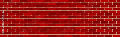 Vászonkép Red brick wall background. Long vector banner