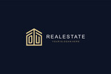 Letter DU with simple home icon logo design, creative logo design for mortgage real estate