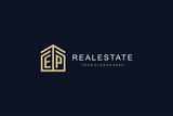 Letter EP with simple home icon logo design, creative logo design for mortgage real estate