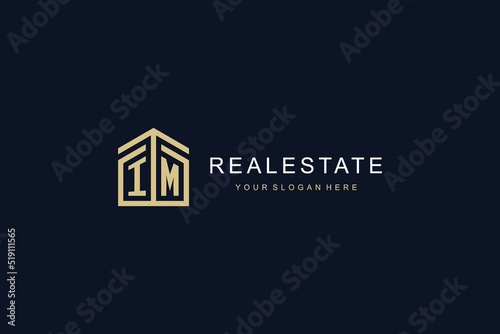 Letter IM with simple home icon logo design, creative logo design for mortgage real estate