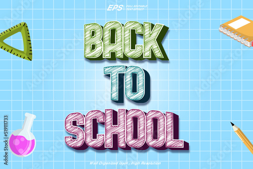 back to school 3d editable text effect template