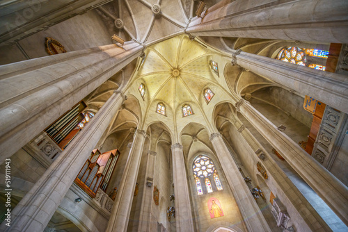 View up in the interior of church Sagrat Cor in Barcelona. photo