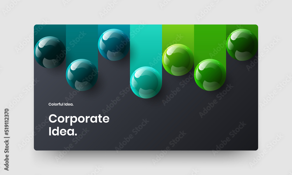 Clean landing page vector design illustration. Creative 3D balls postcard layout.