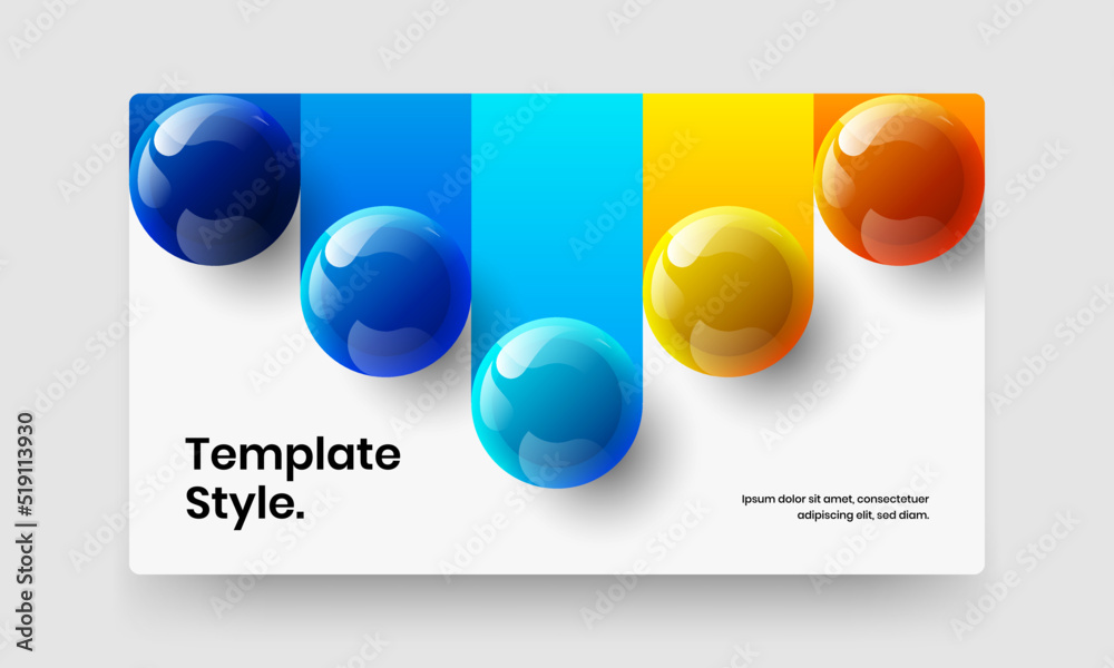 Isolated realistic balls annual report concept. Simple postcard vector design layout.