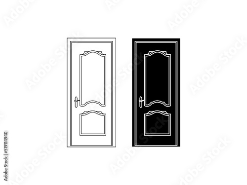 Modern wooden opened and closed door vector in different positions realistic set isolated illustration. Flat Door Vector Collection Pro Vector.  House door icon. Simple illustration of house door vect