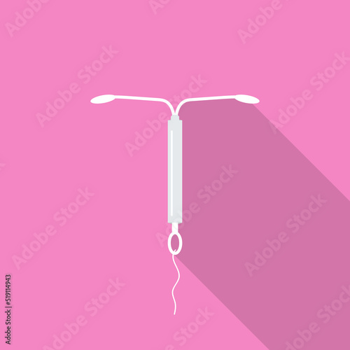 Icon of intrauterine coil contraception for birth control, treatment of gynaecological diseases. Vector flat-panel illustration