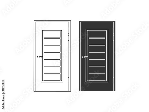 Modern wooden opened and closed door vector in different positions realistic set isolated illustration. Flat Door Vector Collection Pro Vector.  House door icon. Simple illustration of house door vect
