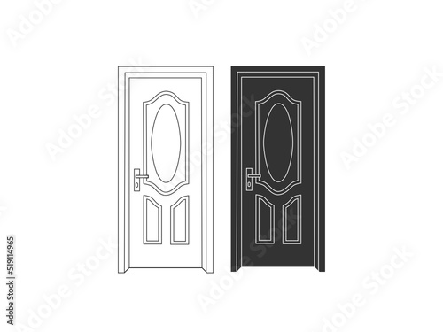 Modern wooden opened and closed door vector in different positions realistic set isolated illustration. Flat Door Vector Collection Pro Vector.  House door icon. Simple illustration of house door vect