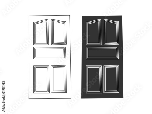 Modern wooden opened and closed door vector in different positions realistic set isolated illustration. Flat Door Vector Collection Pro Vector.  House door icon. Simple illustration of house door vect