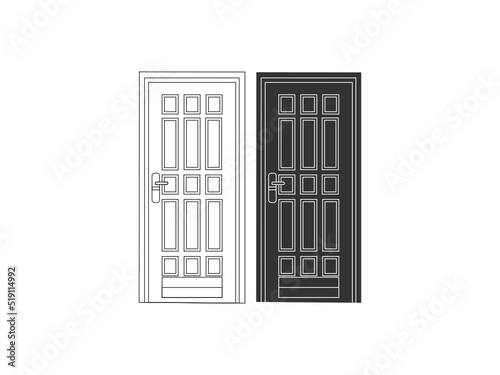 Modern wooden opened and closed door vector in different positions realistic set isolated illustration. Flat Door Vector Collection Pro Vector.  House door icon. Simple illustration of house door vect
