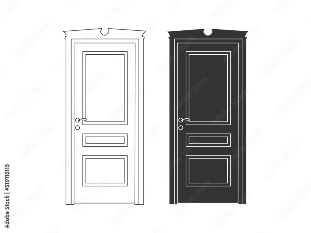 Modern wooden opened and closed door vector in different positions realistic set isolated illustration. Flat Door Vector Collection Pro Vector. House door icon. Simple illustration of house door vect Modern wooden opened and closed door vector in different positions realistic set isolated illustration. Flat Door Vector Collection Pro Vector. House door icon. Simple illustration of house door vect
