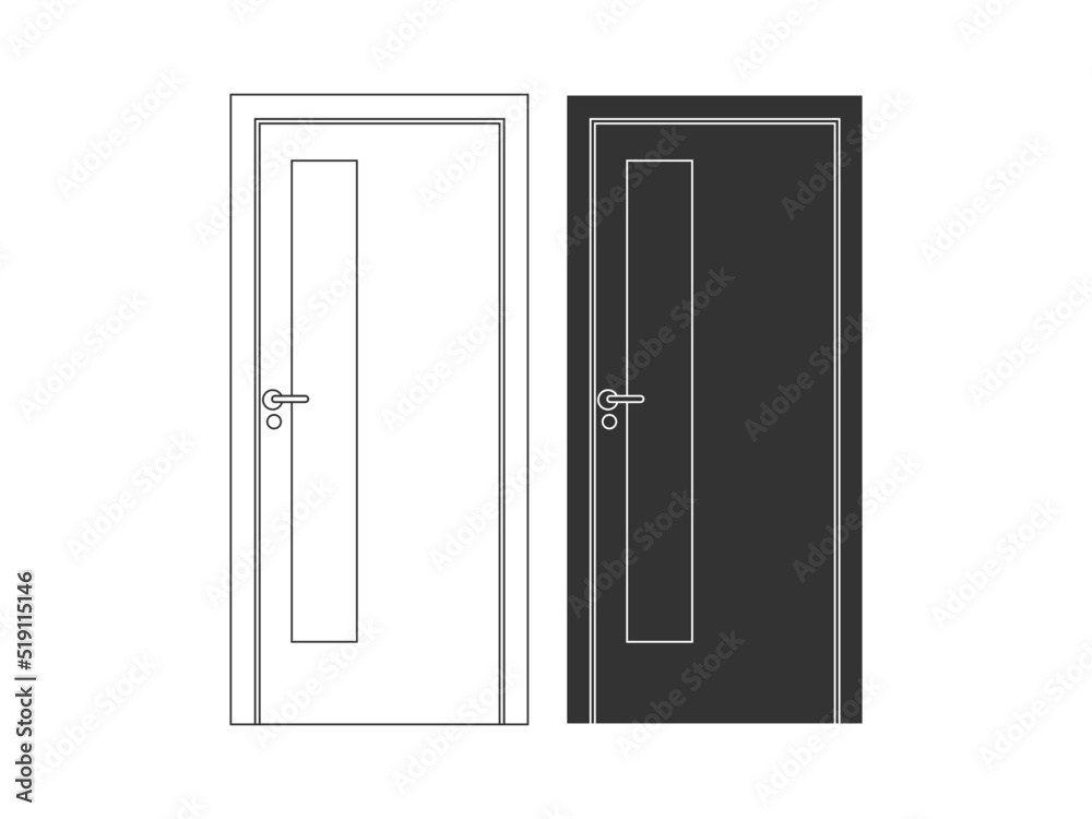 Modern wooden opened and closed door vector in different positions realistic set isolated illustration. Flat Door Vector Collection Pro Vector.  House door icon. Simple illustration of house door vect