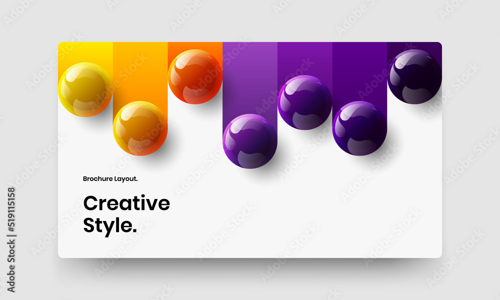 Fresh 3D spheres presentation illustration. Multicolored flyer design vector layout.