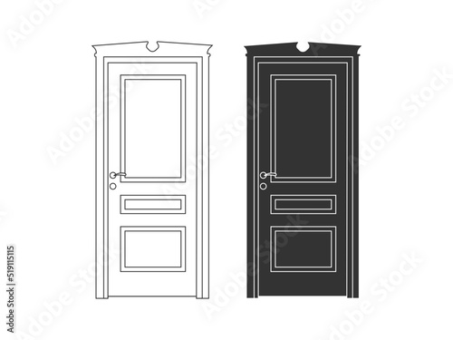 Modern wooden opened and closed door vector in different positions realistic set isolated illustration. Flat Door Vector Collection Pro Vector.  House door icon. Simple illustration of house door vect