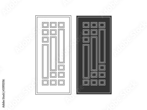 Modern wooden opened and closed door vector in different positions realistic set isolated illustration. Flat Door Vector Collection Pro Vector.  House door icon. Simple illustration of house door vect