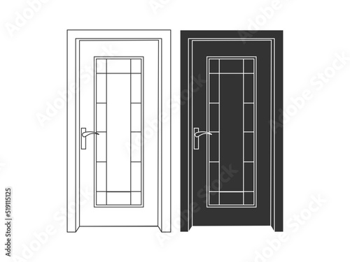 Modern wooden opened and closed door vector in different positions realistic set isolated illustration. Flat Door Vector Collection Pro Vector.  House door icon. Simple illustration of house door vect