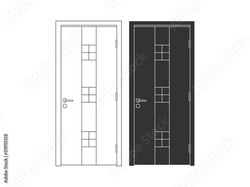 Modern wooden opened and closed door vector in different positions realistic set isolated illustration. Flat Door Vector Collection Pro Vector.  House door icon. Simple illustration of house door vect